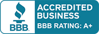 Emblem: BBB rating A+ Accredited Business