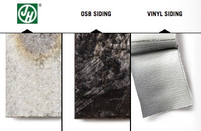 OSB, Vinyl, and Hardie materials compared after a fire